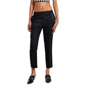 Alexander Wang Wool Cropped Skater Pants With Ball Chain Checkerboard Black